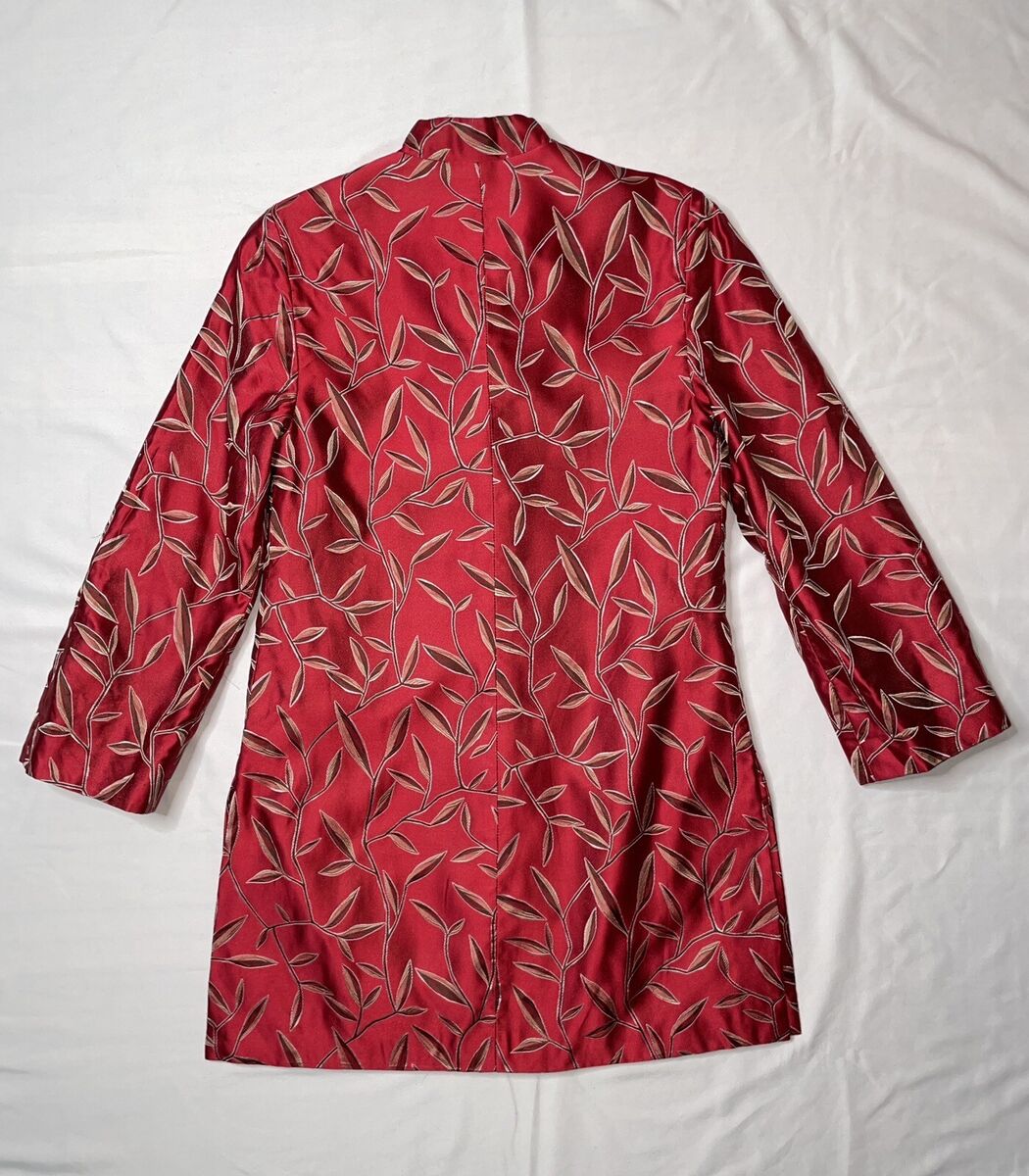 Prada Vintage Spring 1997 Red Silk Bamboo Leaf Print Jacket Prada Vintage Spring 1997 Red Silk Bamboo Leaf Print Jacket