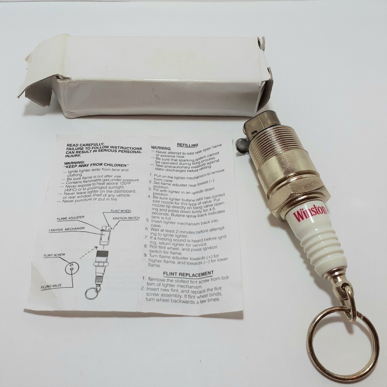 1990s Winston Spark Plug Novelty Keychain Butane Lighter VTG. Available Now for 8.00