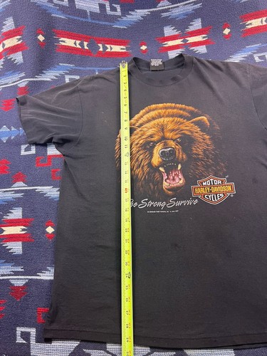 Vtg 90s 3D Emblem Harley-Davidson Shirt The Strong Survive Grizzly Bear 1991 XL - Picture 12 of 14