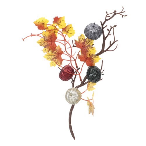 Erntedank Blumengesteck Herbst Halloween künstlicher Kürbis und Ahorn