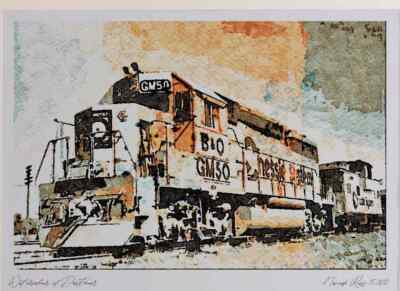 788092 Chessie System B & O EMD GP-40 In EMD 50th Anniversary Paint A3 Watercol