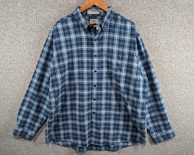 LL BEAN Vintage blau Scotch kariert Tartan Flanell Arbeit Button Down Hemd XL 2XL