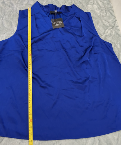Kasper Women's V-Neck Sleeveless Pleat-Shoulder Top - Royal Blue Sz-1X - 第 6/6 張圖片