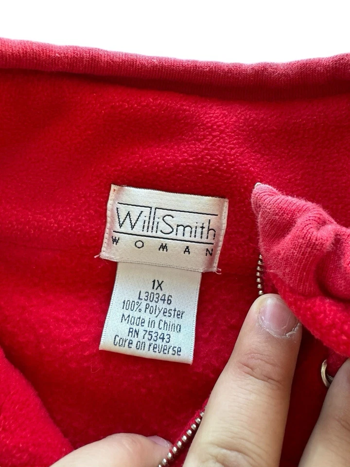 Chaqueta De Colección Willi Smith Talla 1X (L) Vellón Rojo Y2K Con Costuras Verticales Pesada Foto 4 de 4