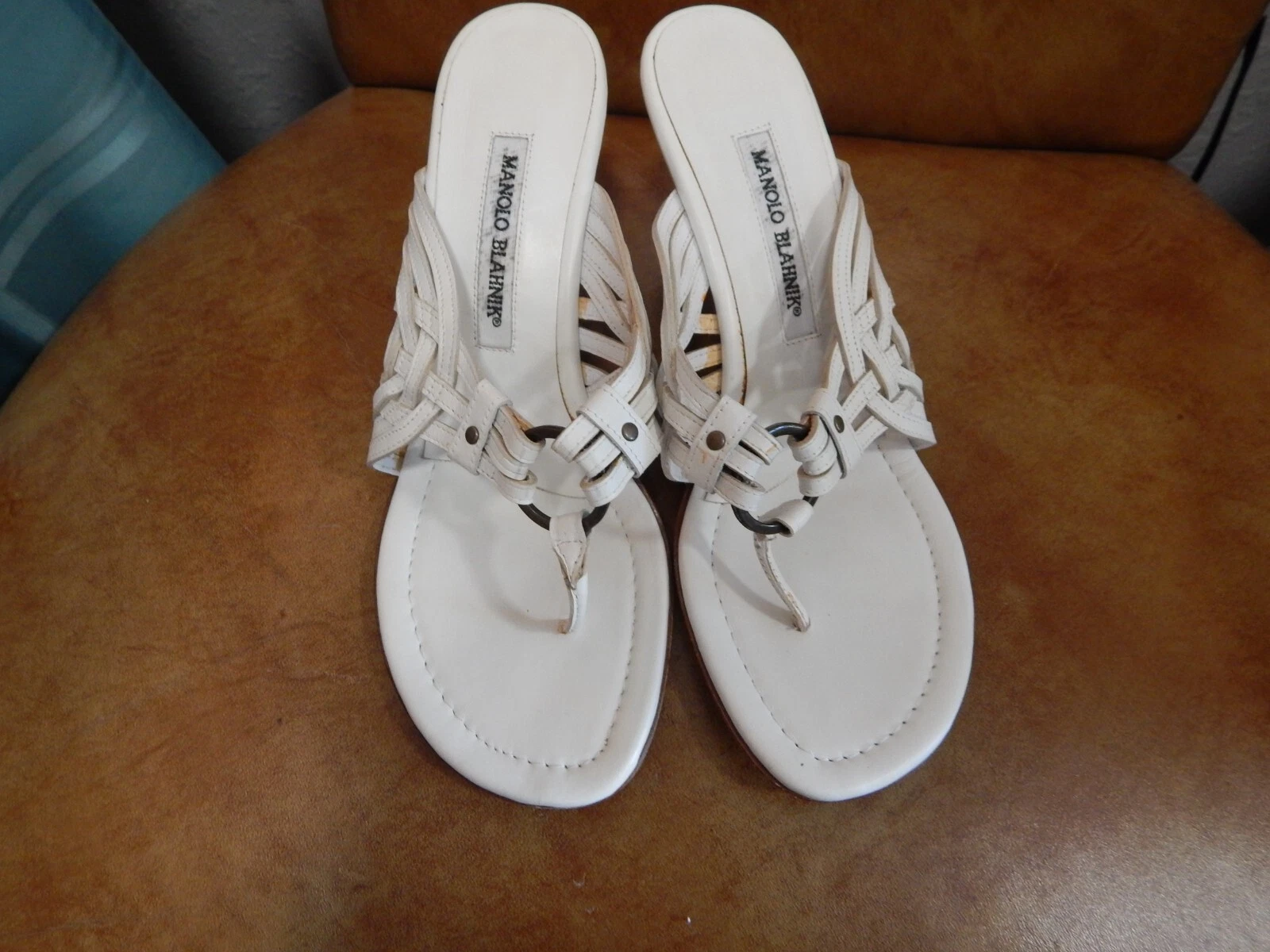 MBT sandali con tacco manolo blahnik bianco 39 5