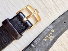 Genuine Rolex Leather Strap 19mm with Gold Pl...