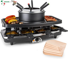 3-in-1 Griglia per Raclette e Set Fonduta Formaggio, Piastra Raclette Formaggio 