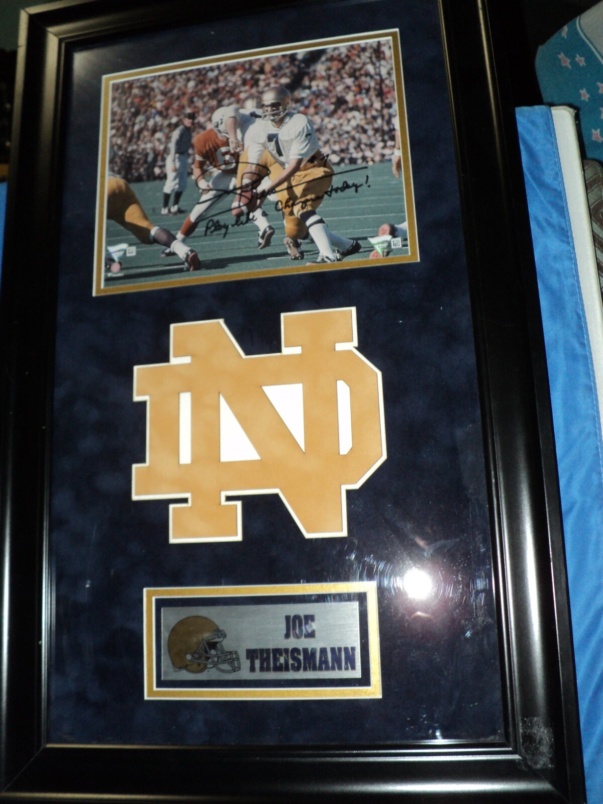 JOE THEISMANN Autographed Signed Notre Dame Fighting Irish Fanatics Hologram Inscribed Photo NOTRE DAME 