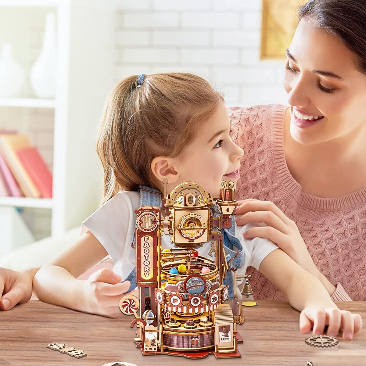 Robotime rokr mármore chocolate fábrica 3d quebra-cabeça de madeira jogos  montagem modelo de construção brinquedos