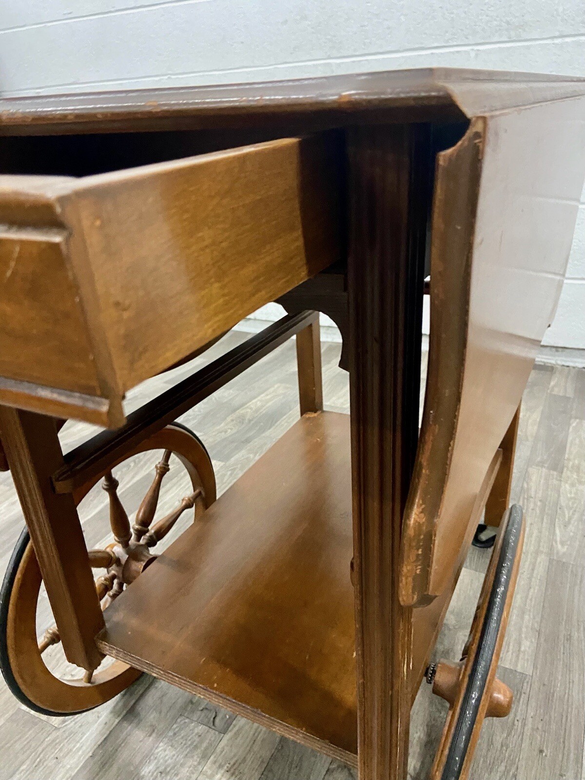 Vintage Solid Maple Drop Leaf Bar Cart Tea Cart eBay
