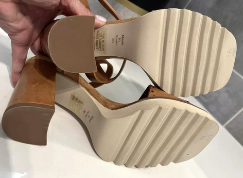 $289 UNISA Spain SONAR TAN LEATHER PLATFORM HEEL 38 / 7.5 /7 COMFORT SANDAL shoe - Picture 11 of 11
