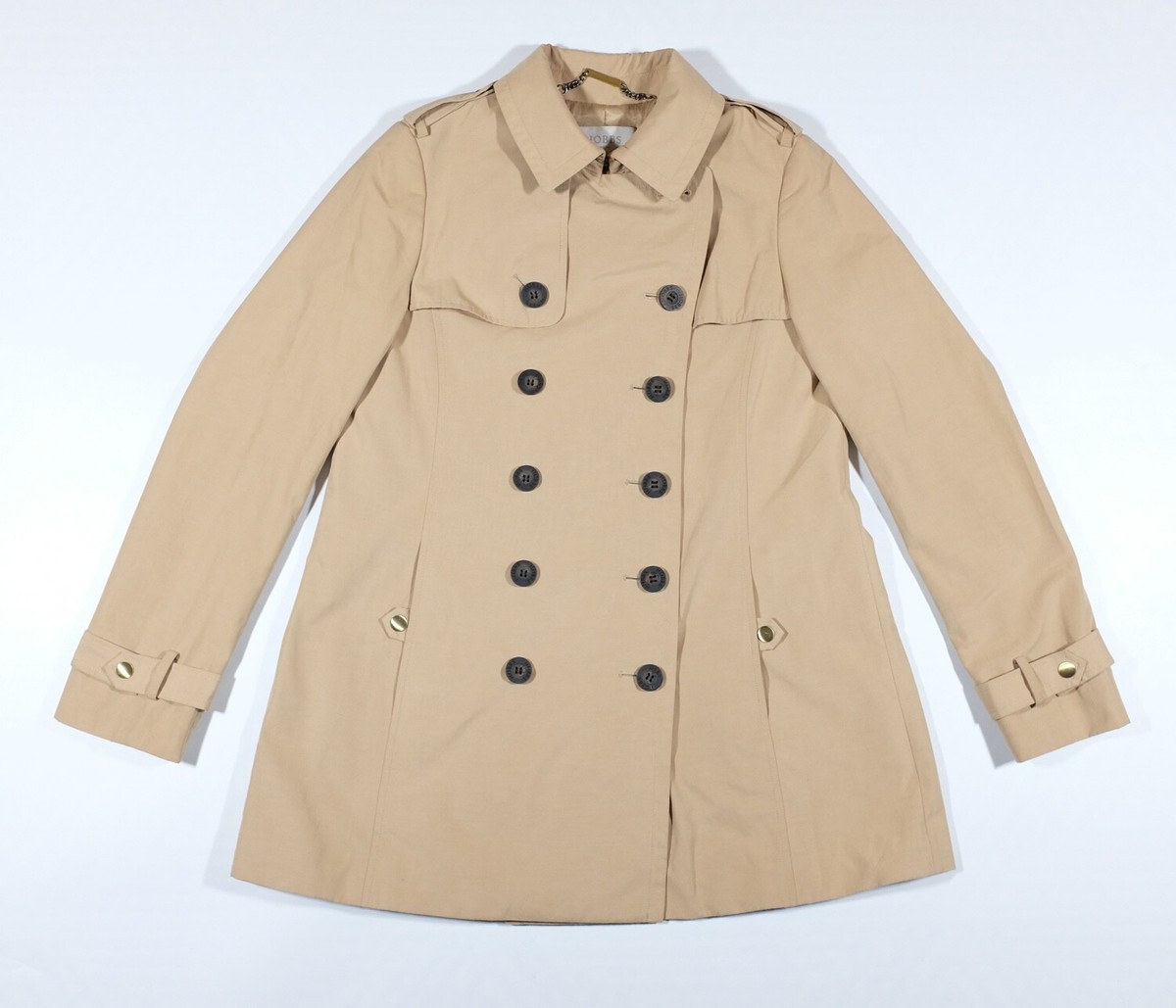 HOBBS Women's Beige Cotton Blend Short Trench Coat US4 UK8 EU36