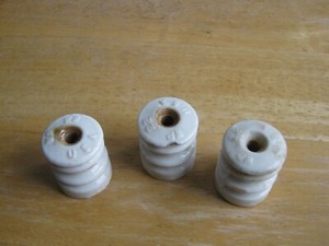 Vintage WP 22 USA Porcelain Fence Wire Insulators Set of 3