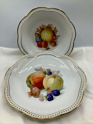 Schumann Arzberg Germany Antique Reticulated Serving Plate & Bowl