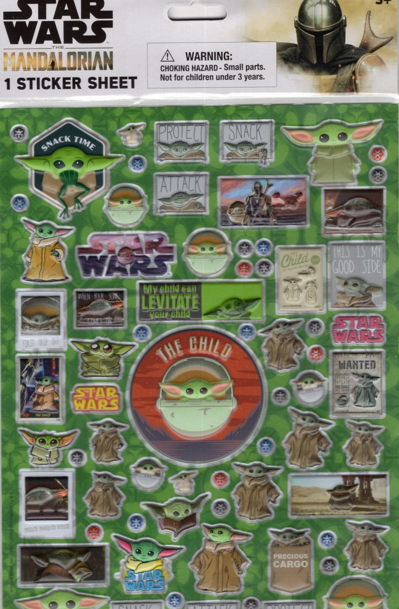 Star Wars Mandalorian Grogu Baby Yoda 1 Sticker Sheet with 50+