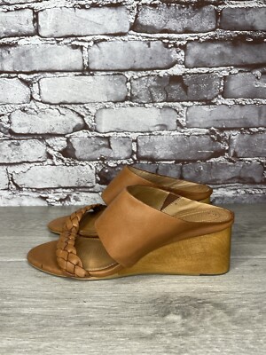 Corso Como Junip Brown Leather Braided Wedge Casual Sandals Women s 8.5M US/39EU