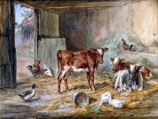 Cattle Ducks Rooster by C. Cardon Tile Mural Kitchen Backsplash Ceramic 10x8