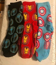 Marvel Socks size 6-12 3 Pairs Captain America,Thor,Iron Man 97 Poly 3 Spandex