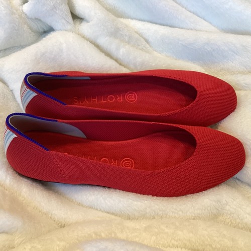 Rothy's The Square Toe Ballet Flats Bright Red Textile Women’s US 7.5 EU 38 - Picture 3 of 11