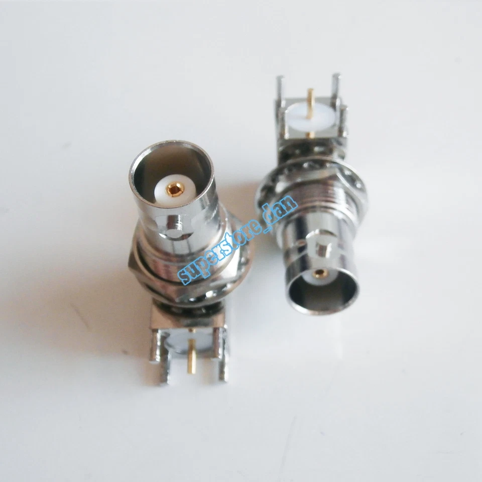 10Pcs BNC female bulkhead 90° solder PCB mount right angle RA RF connector - Image 2 of 4