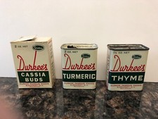  3 Lot Of Vintage Durkee's Spices Tins Box advertising