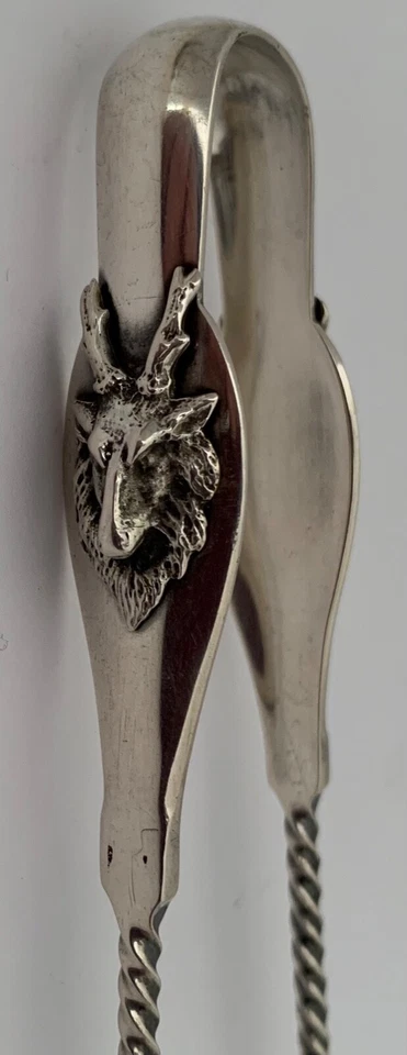 RARO GORHAM ESTERLINA FIGURATIVO 3D SAXON CIERVO CABEZA 10 1/2" PINZAS DE PEPINILLO C 1865 Foto 3 de 4