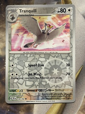 Pokémon TCG Tranquill SV05: Temporal Forces 134/162 Reverse Holo Common