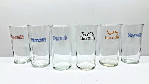 Vintage Set Of 6 Harrah’s Casino Cocktail Glasses 4 5/8"