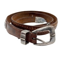 Vintage Onyx by Brighton Leather Belt Mens 42 Brown Golf Concho Braided Western