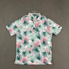 Bad Birdie Polo Shirt Mens XL Multicolor Floral Stretch Performance Golf Casual