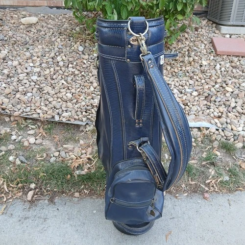 Vintage Miller Golf Bag USA Carry Bag Retro Classic Faux Croc Leather Vinyl Blue