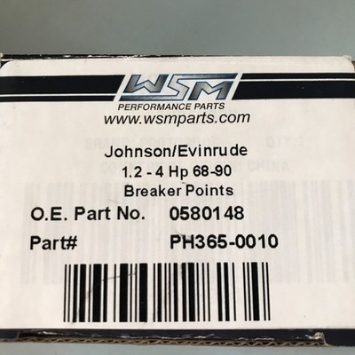 Pair of NEW WSM EVINRUDE JOHNSON BREAKER POINTS 2-20HP 1960'S+UP 0580148 580173