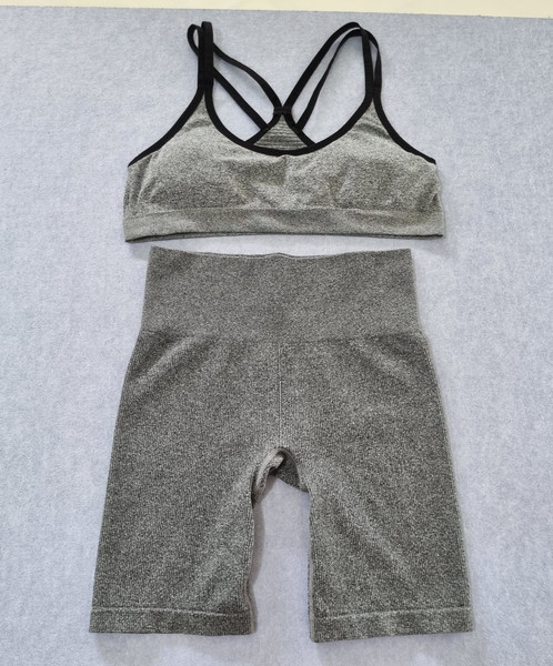 Crane women's size 14 sports bra and short bikepant set grey gym training