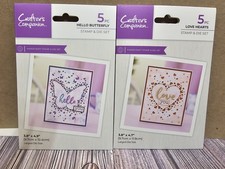 lot of 2 Crafter  s Companion HELLO BUTTERFLY  LOVE HEARTS Stamp/Die Sets