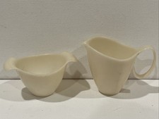 VTG 50s 60s Toy White Plastic Creamer Sugar Play Tea Set Miniature 2"  Set of 2