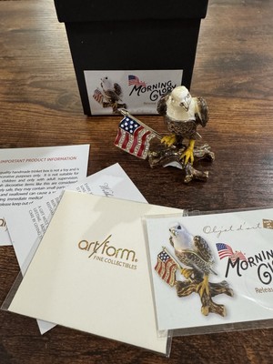 Object d'Art The American Eagle Morning Glory Art Form #627 Trinket Box USA Flag
