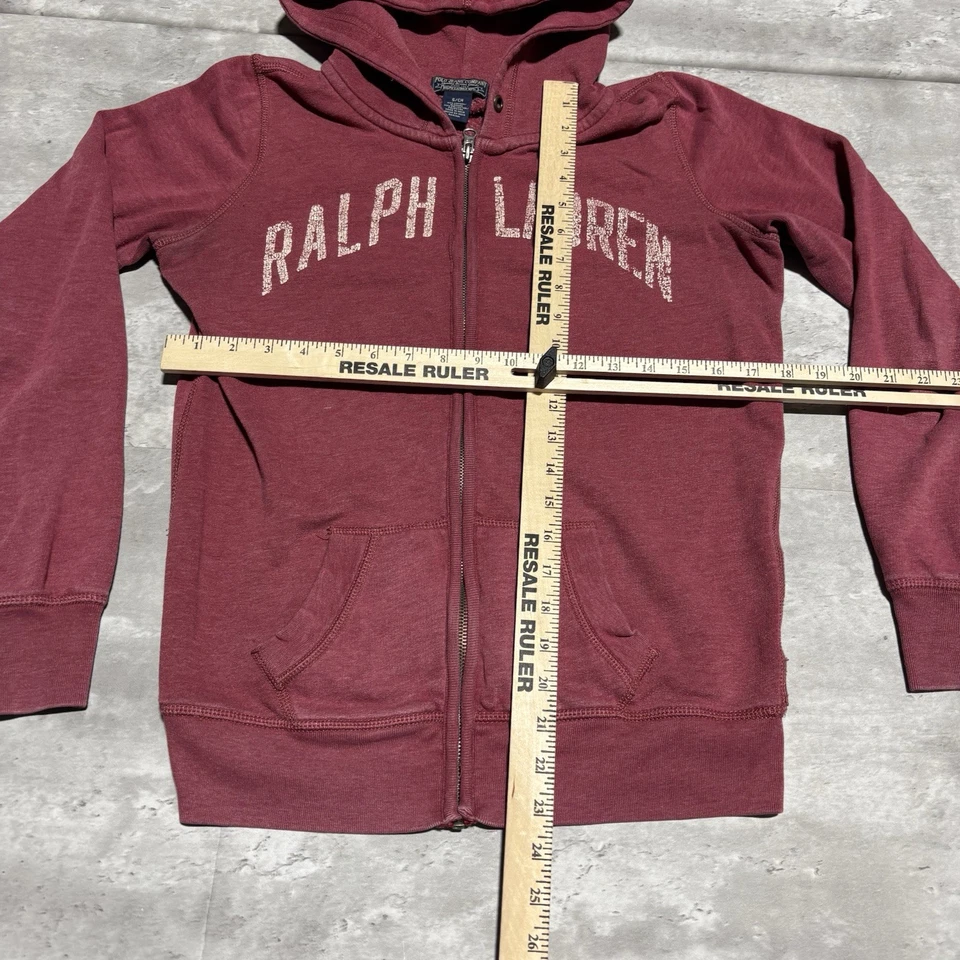 Polo Jeans Ralph Lauren Sweatshirt Men's Small Red Hoodie Full Zip Cotton Blend - Image 3 of 4