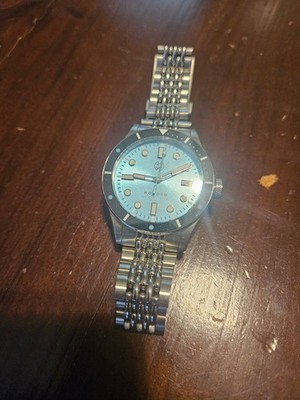 Henry Archer Nordso Automatic Diver Watch Light Blue Dial 200m Steel Bracelet