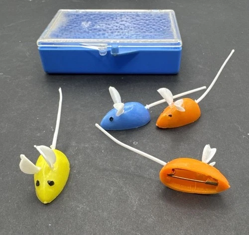 Vintage Mouse Brooch Pin Set of 4 | Colorful Mid-Century Novelty Costume Jewelry