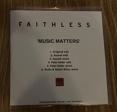 Faithless Music Matters Rare 6 track Promo CD Single CDr Axwell Pete Heller