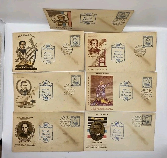 Philippines 1955 Jose Burgos First Day Cover.Vintage.Lot Of 7.Unused. - Image 3 of 4