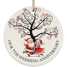 Funny Santa Couple 7 Years Ornament Our 7th Wedding Anniversary Christmas Gift