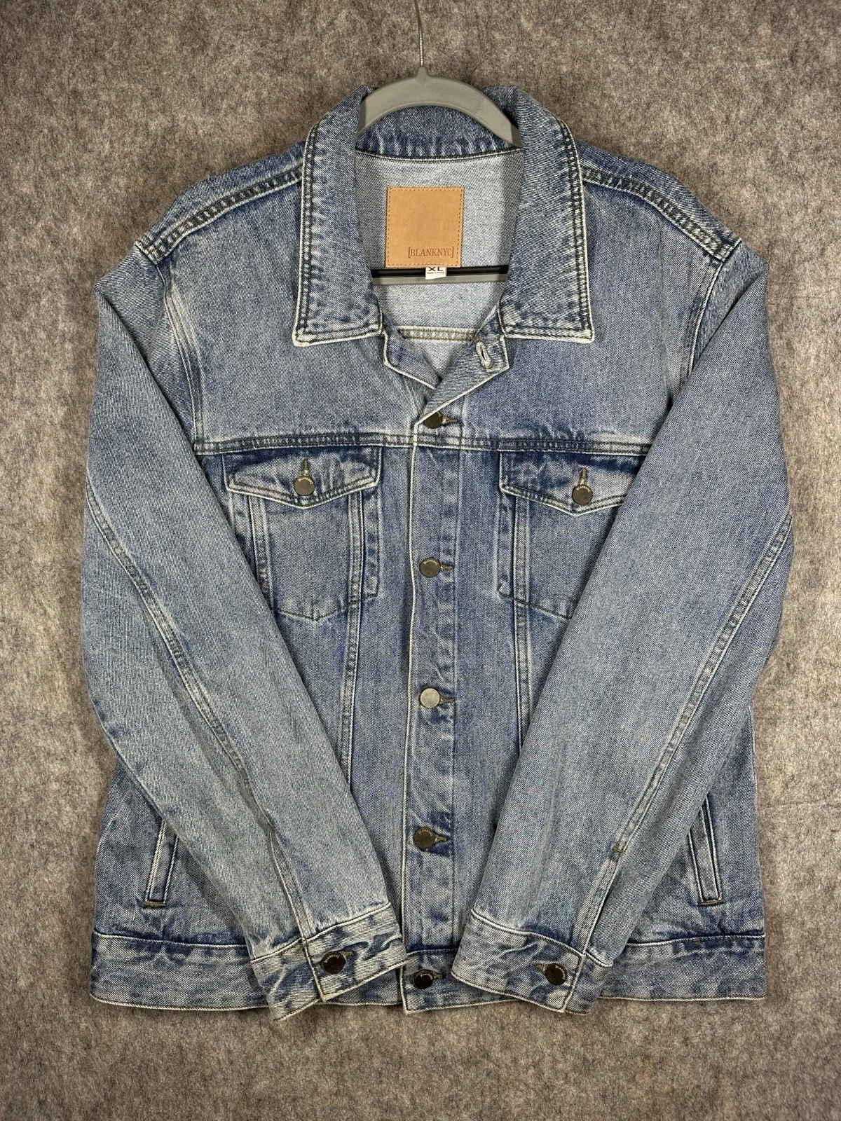 BLANKNYC Denim Jacket Mens XL Light Wash Trucker Jean Button Up Distressed