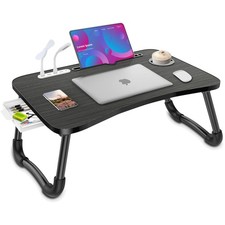 Laptop Lap Desk, Foldable Laptop Table Tray with 4 USB Ports Storage Drawer a...