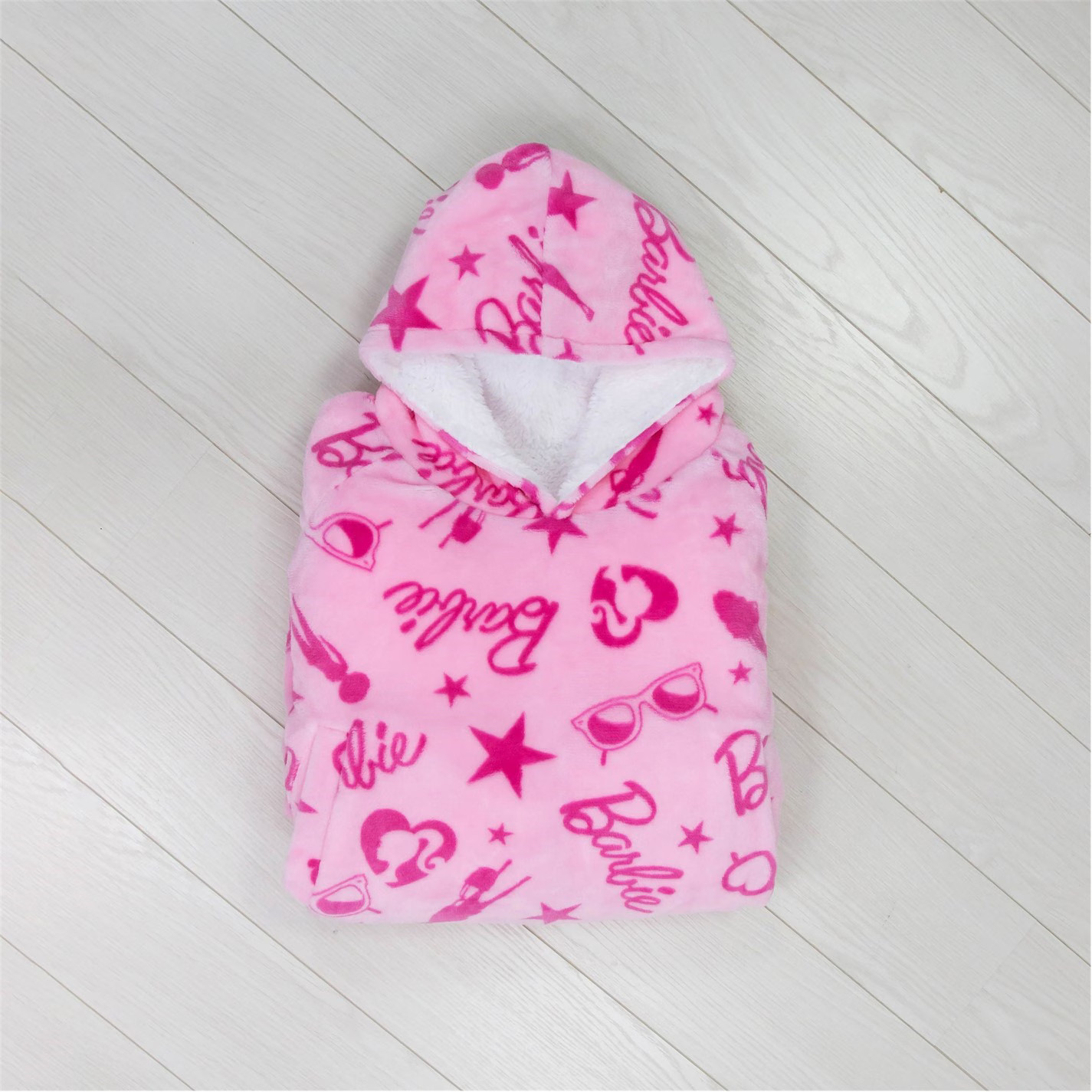 Barbie Kids Boxfresh Hood Fluffy Dressing Gown image 5