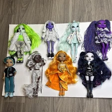 Rainbow High Dolls Shadow Mixed Lot Of 8 Fully Clothed w/Accessories Great Cond!