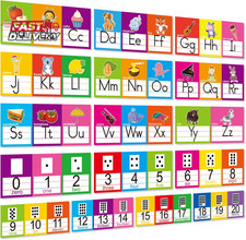 OUNENO Alphabet Line Bulletin Board Set ABC Number 0-20 Wall Decorations for Pre