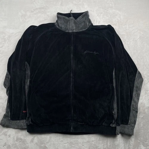 Vintage Platinum Fubu Jacket Mens Size Large Black Velour Zip Up Streetwear Y2K - product listing photo