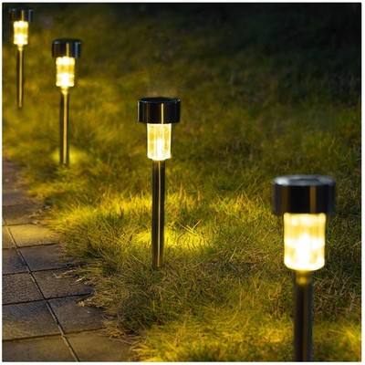 Waterproof Solar Garden Lights, Stainless Steel Pathway 12Pk
