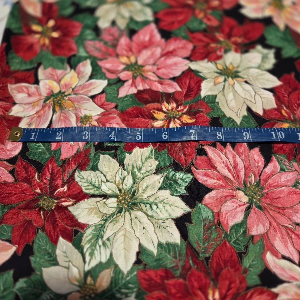 Multicolor Poinsetta Fabric by The Kesslers for Concord 2 Yards x 60" Wide - Image 4 of 4